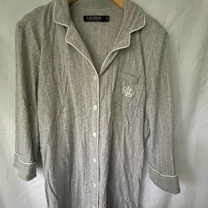 Ralph Lauren black label classic grey striped night shirt size M